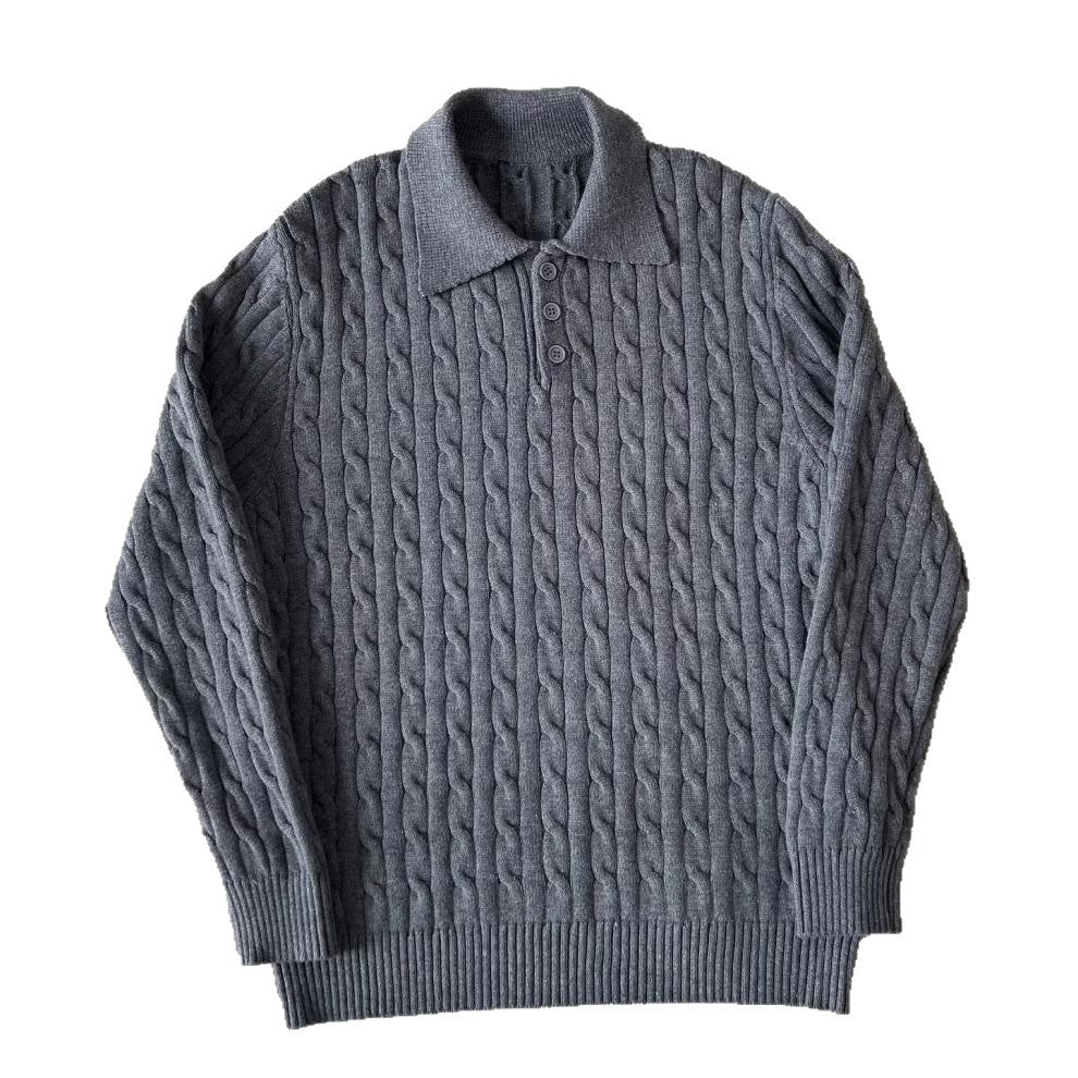 Herren Modisches Strick-Polohemd mit Zopfmuster Shop Nory