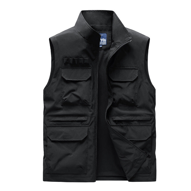 Herren Outdoor-Utilityweste mit acht Multifunktionstaschen, robustem Baumwollmix und Windschutzkragen Shop Nory
