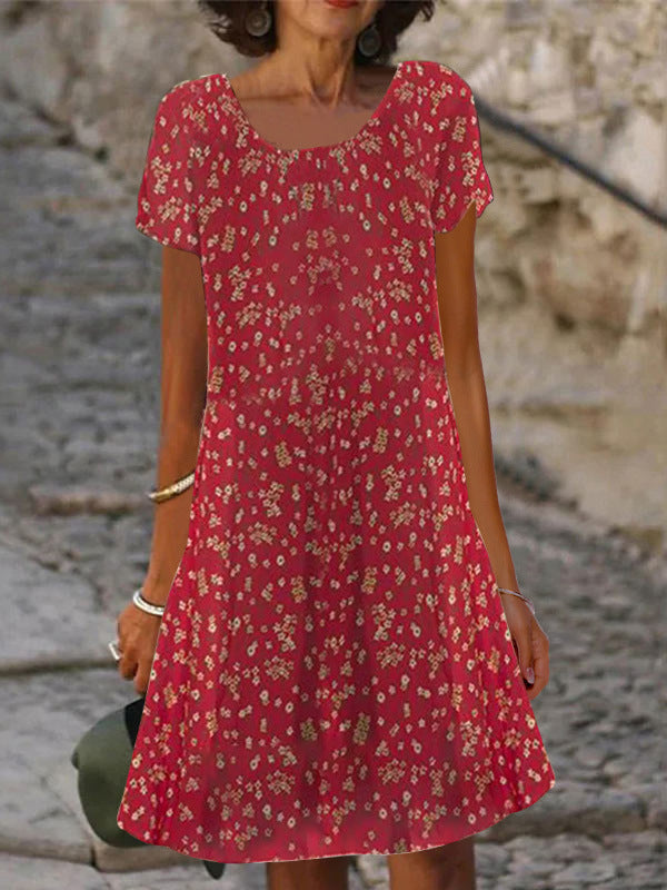 Damen lässiges Sommerkleid mit modernen Mustern und femininem Schnitt