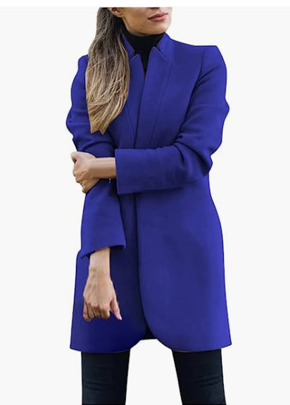 Damen nan taillierter Longblazer-Mantel mit Stehkragen und verdeckter Verschlussleiste Shop Nory