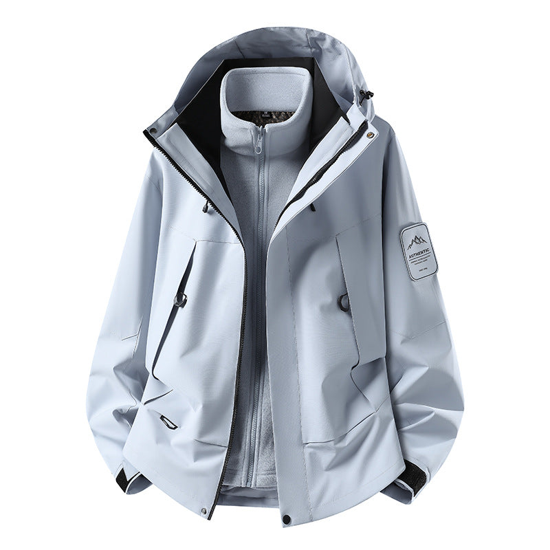 Unisex wasserfeste zweilagige Softshell-Regenjacke mit herausnehmbarem Fleecefutter und Kapuze Shop Nory