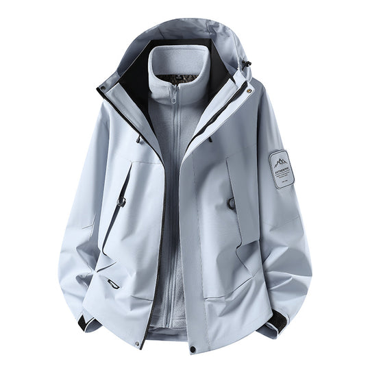 Unisex wasserfeste zweilagige Softshell-Regenjacke mit herausnehmbarem Fleecefutter und Kapuze Shop Nory