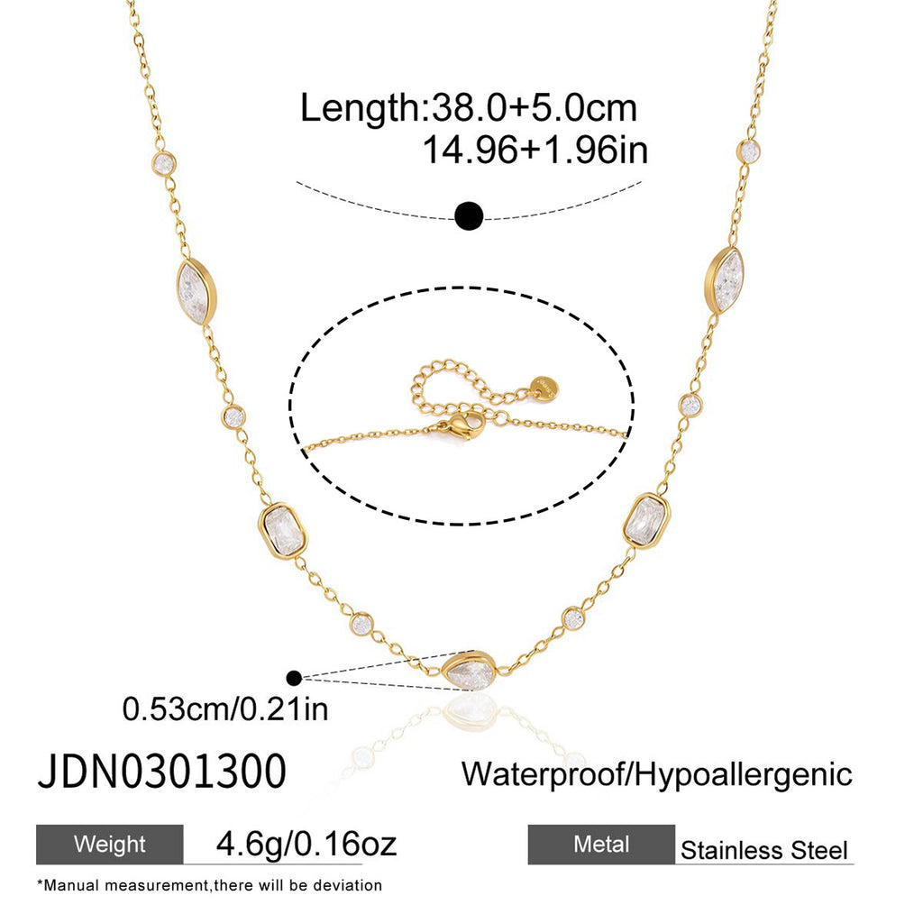 Damen Edelstahl Halskette mit funkelnden Kristalldetails Shop Nory