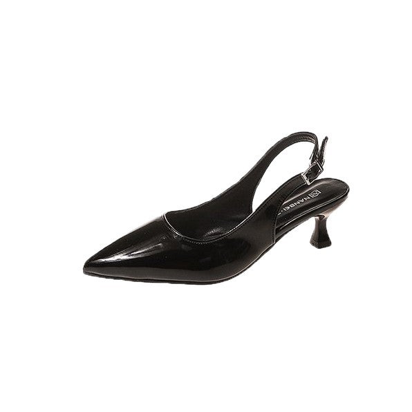 Damen Slingback-Pumps mit spitzer Kappe und glänzender Oberfläche Shopnory