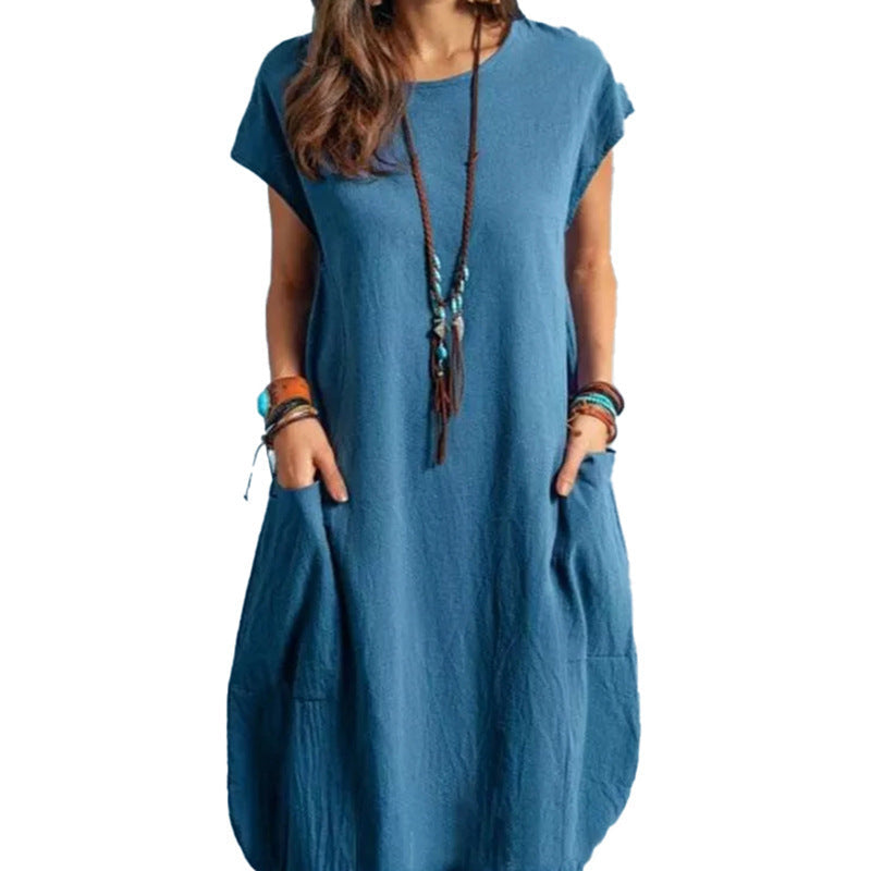 Damen luftiges Sommerkleid mit praktischen Taschen und modernem Schnitt