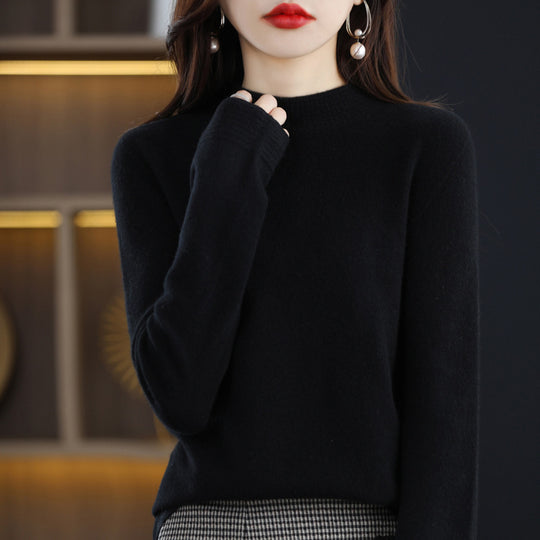 Damen Leichter Feinstrick-Mockneckpullover mit strukturierter Kragenblende Shop Nory