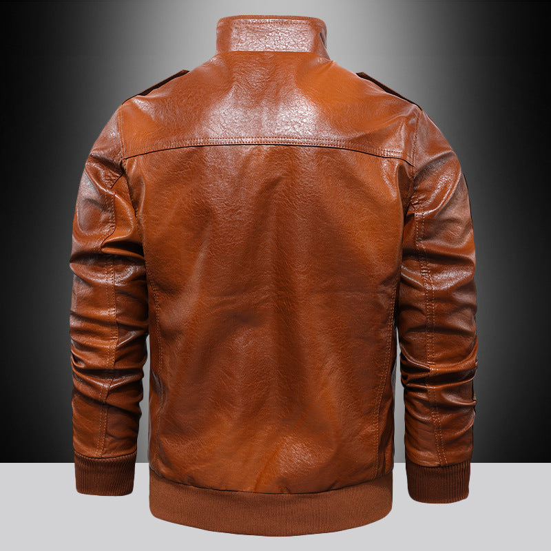 Herren isoliertes Kunstleder-Fliegerblouson im Military-Look mit Applikationen und gerippten Abschlüssen Shop Nory