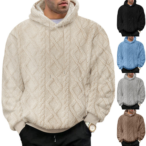 Herren nan kuscheliger Oversize Teddy Hoodie mit Kapuze und Rautenstruktur Shop Nory