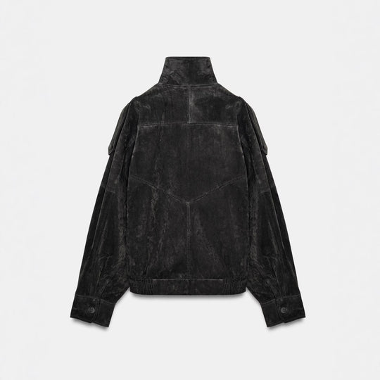 Damen Lässige Wildlederjacke mit hohem Kragen