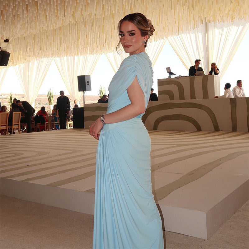 Damen Elegantes Maxikleid mit dekorativen Drapierungen