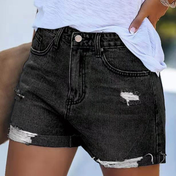 Damen Denim-Shorts im modischen Destroyed-Look mit lässigem Schnitt