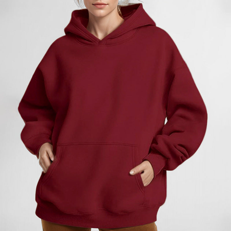 Damen nan extralanges Oversize Kapuzen-Sweatshirt mit Kängurutasche, weichem Fleece-Innenfutter und überschnittener Schulter Shop Nory