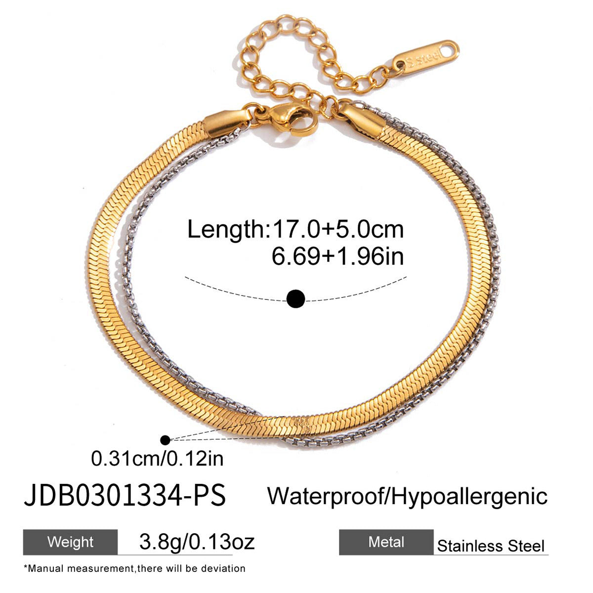 Damen Edelstahlarmband mit doppelter Kette und elegantem Design Shop Nory