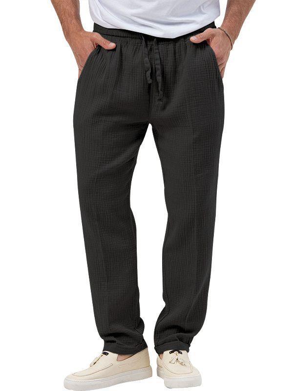 Herren nan entspannte Baumwoll-Musselin-Hose mit elastischem Tunnelzugbund und geradem Bein Shop Nory