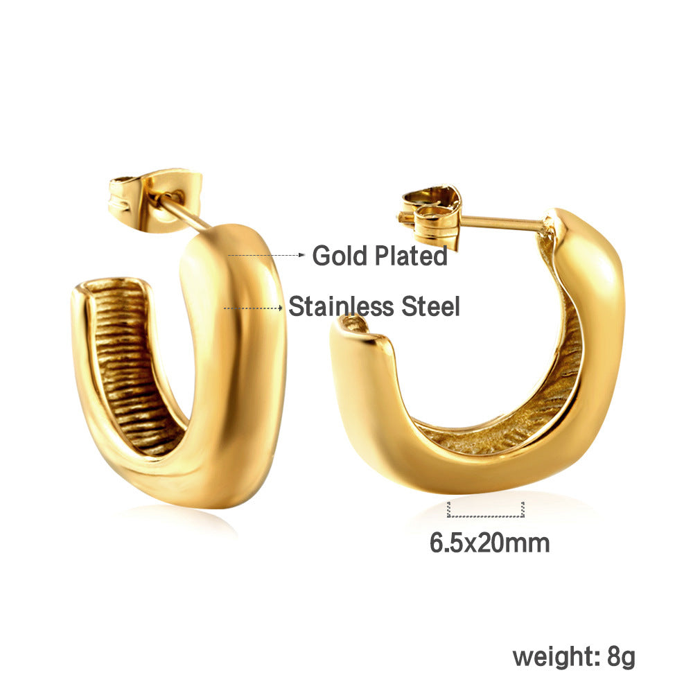 Damen Hängende Creolen mit eleganten Wellenlinien aus poliertem Edelstahl Shop Nory