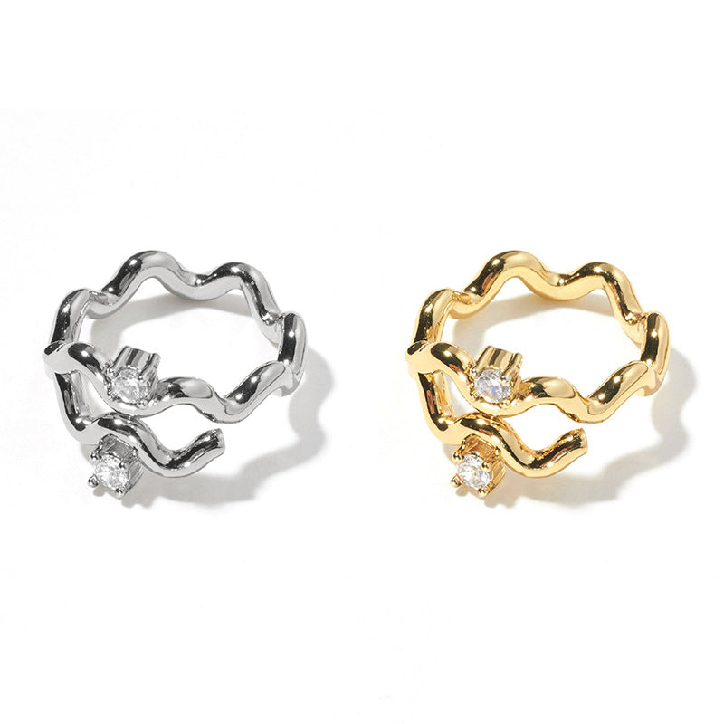 Damen Wellenring mit funkelnden Zirkonia Shop Nory