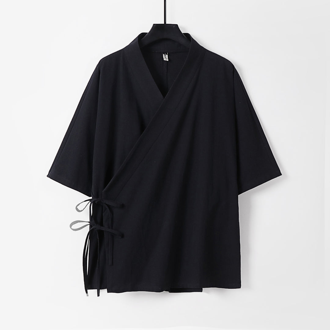 Damen Wickel-Kimono-Oberteil mit kurzen Ärmeln und Seitenschnürung Shop Nory