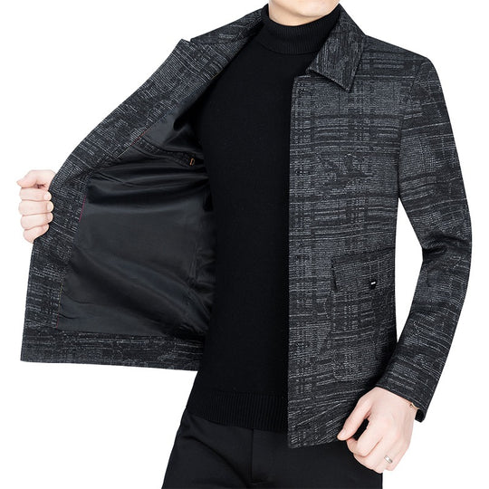 Herren Kurzjacke im strukturierten WShop Norylook mit Hemdkragen und Knopfleiste Shop Nory