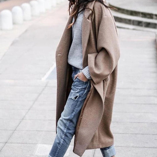 Damen nan langer Oversize Wollmix-Kimonomantel mit offener Vorderseite und tiefen Eingrifftaschen Shop Nory