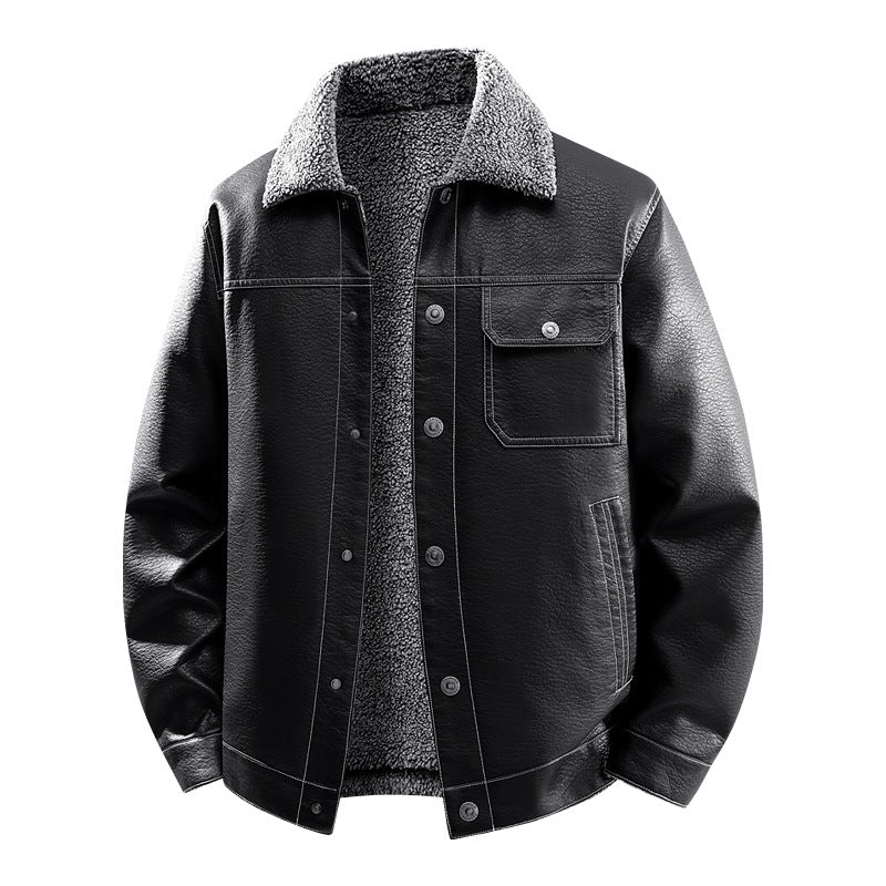 Herren Edle Kunstlederjacke mit weichem Teddyfutter Shop Nory
