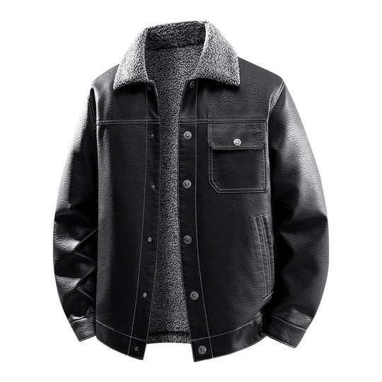 Herren Edle Kunstlederjacke mit weichem Teddyfutter Shop Nory