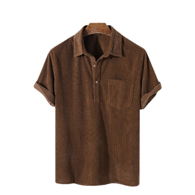 Herren Kurzarm Poloshirt aus gestreiftem Stoff mit Knopfleiste und Brusttasche
