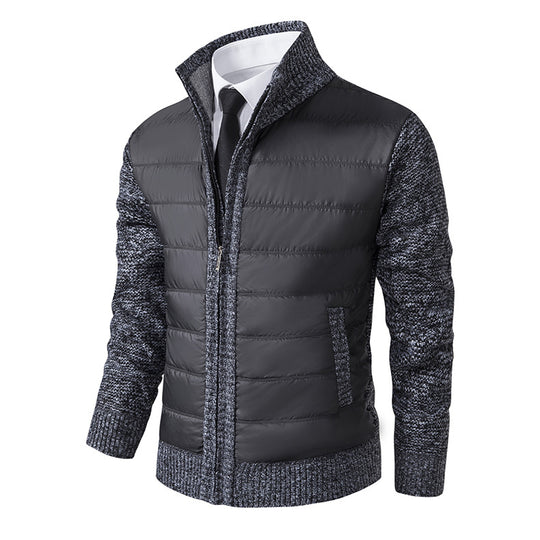 Herren gesteppte Hybrid-Strickjacke mit Stehkragen Reißverschluss und Eingrifftaschen Shop Nory