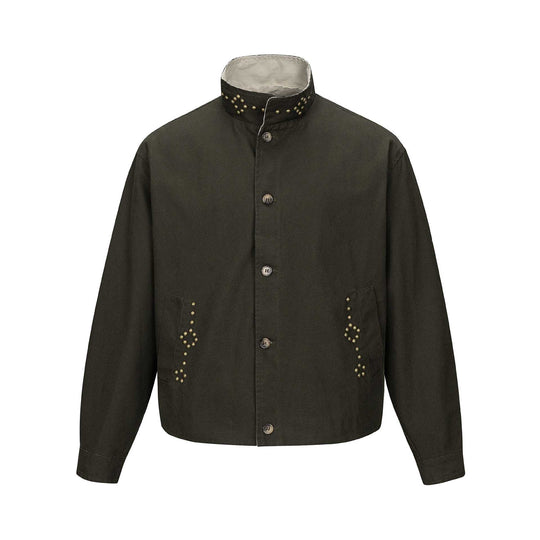 Unisex Kurzblousonjacke mit hochgeschlossenem Nietenkragen und Utility‑Taschen Shop Nory