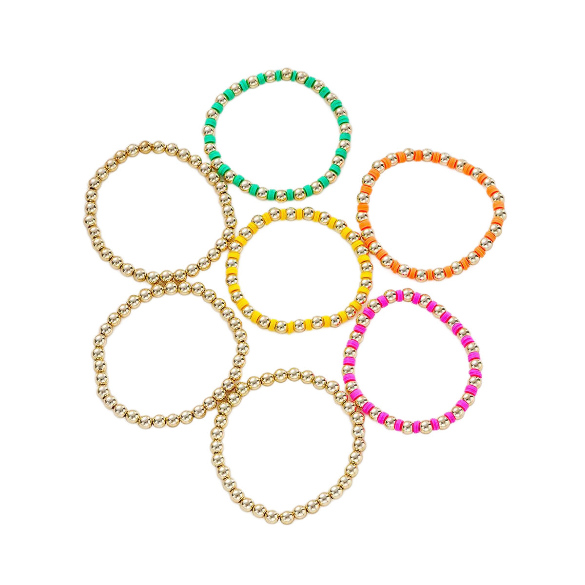 Damen Armband-Set mit bunten Perlen und glänzenden Metallakzenten Shop Nory