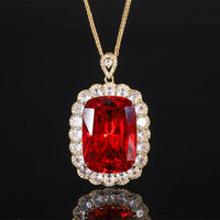 Gold orange-rotes Pendant mit Chopin-Kette