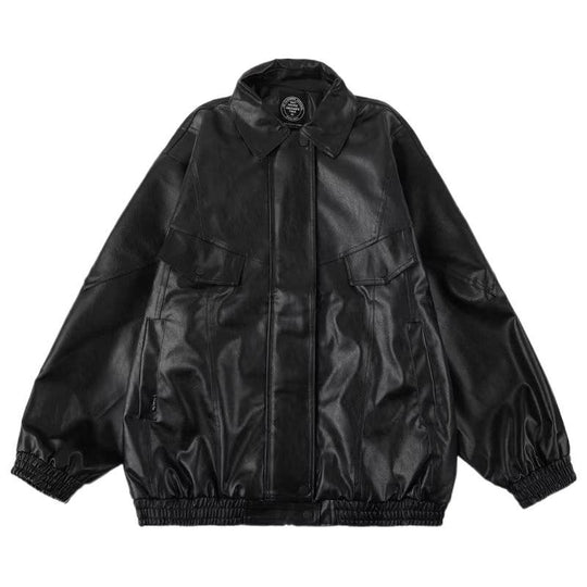 Herren Oversized Kunstleder Bomberjacke mit Pattentaschen Shop Nory