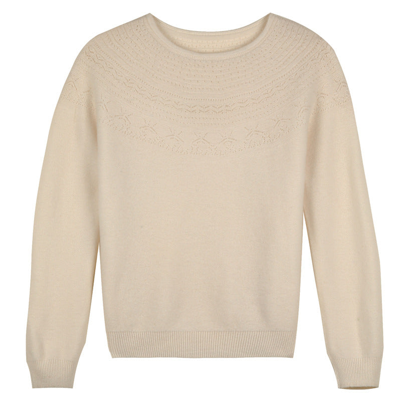 Damen Rundhals-Feinstrickpullover mit strukturierter Passe und Kaschmir-Optik Shop Nory