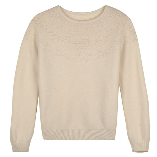 Damen Rundhals-Feinstrickpullover mit strukturierter Passe und Kaschmir-Optik Shop Nory