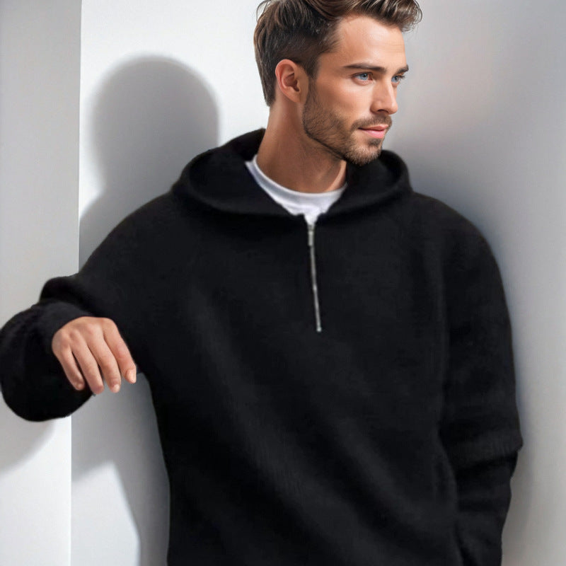 Herren Kapuzen-Halbzip-Pullover aus weichem Strukturstrick Shop Nory