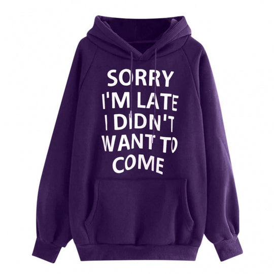 Damen Lockere Kapuzenpullover mit Statement-Print, Kängurutasche und Raglanärmeln Shop Nory