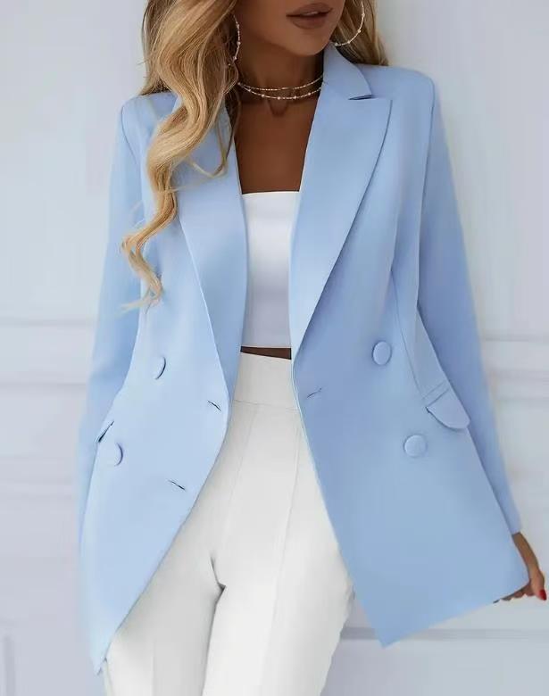 Damen Elegant taillierter Longblazer mit stoffbezogenen Knöpfen Shop Nory