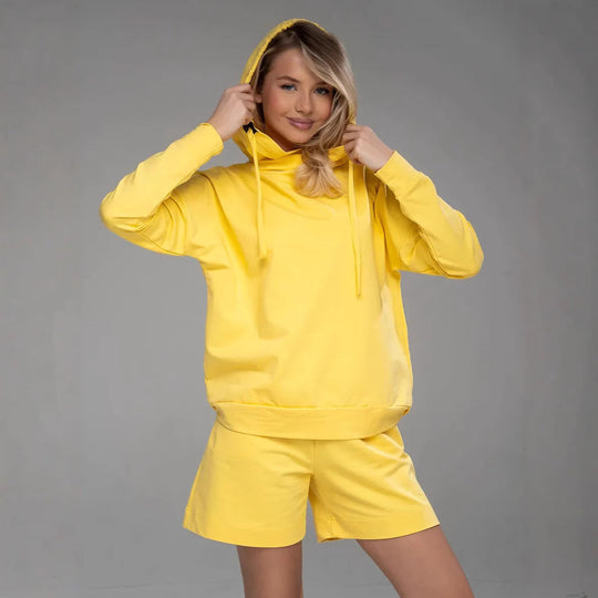Damen lässiges Oversized Hoodie und Shorts Set Shopnory