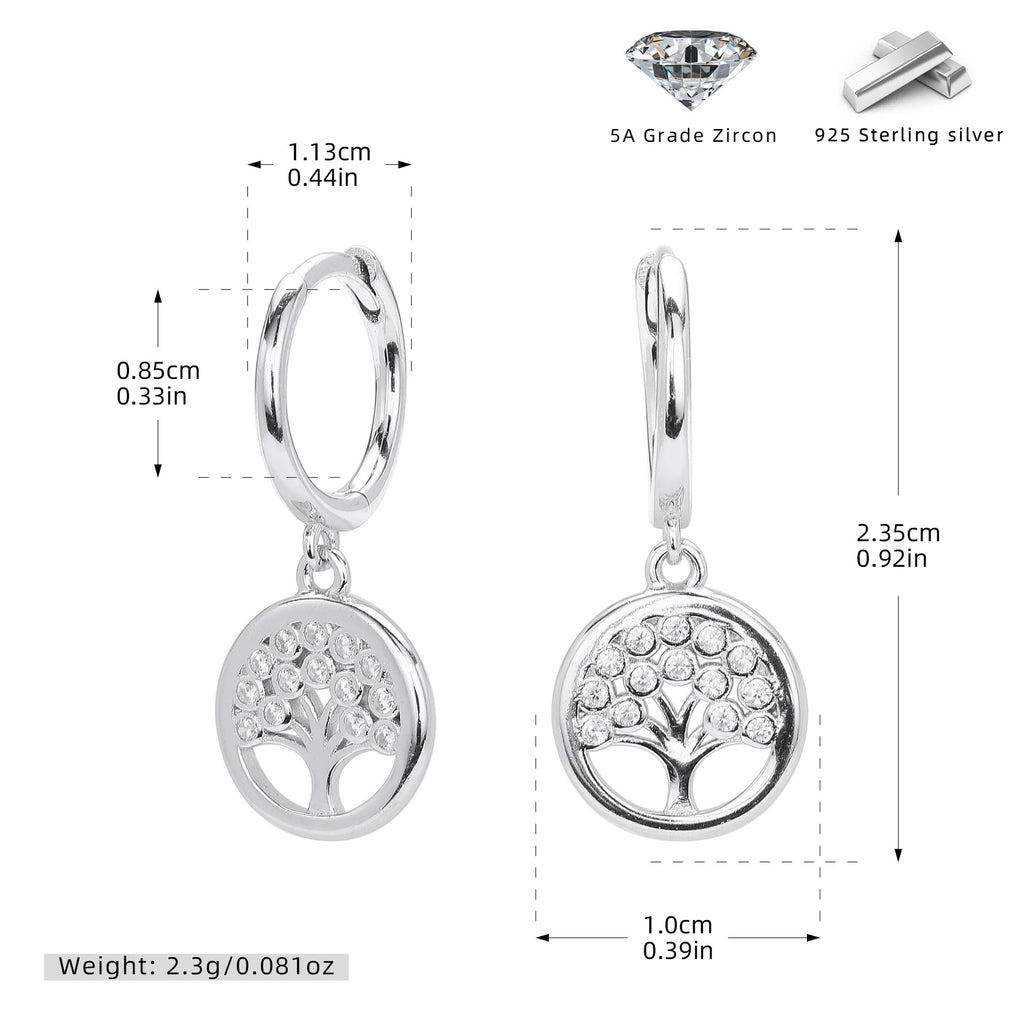 Damen Ohrhänger im stilvollen Baumdesign aus 925 Sterling Silber Shop Nory