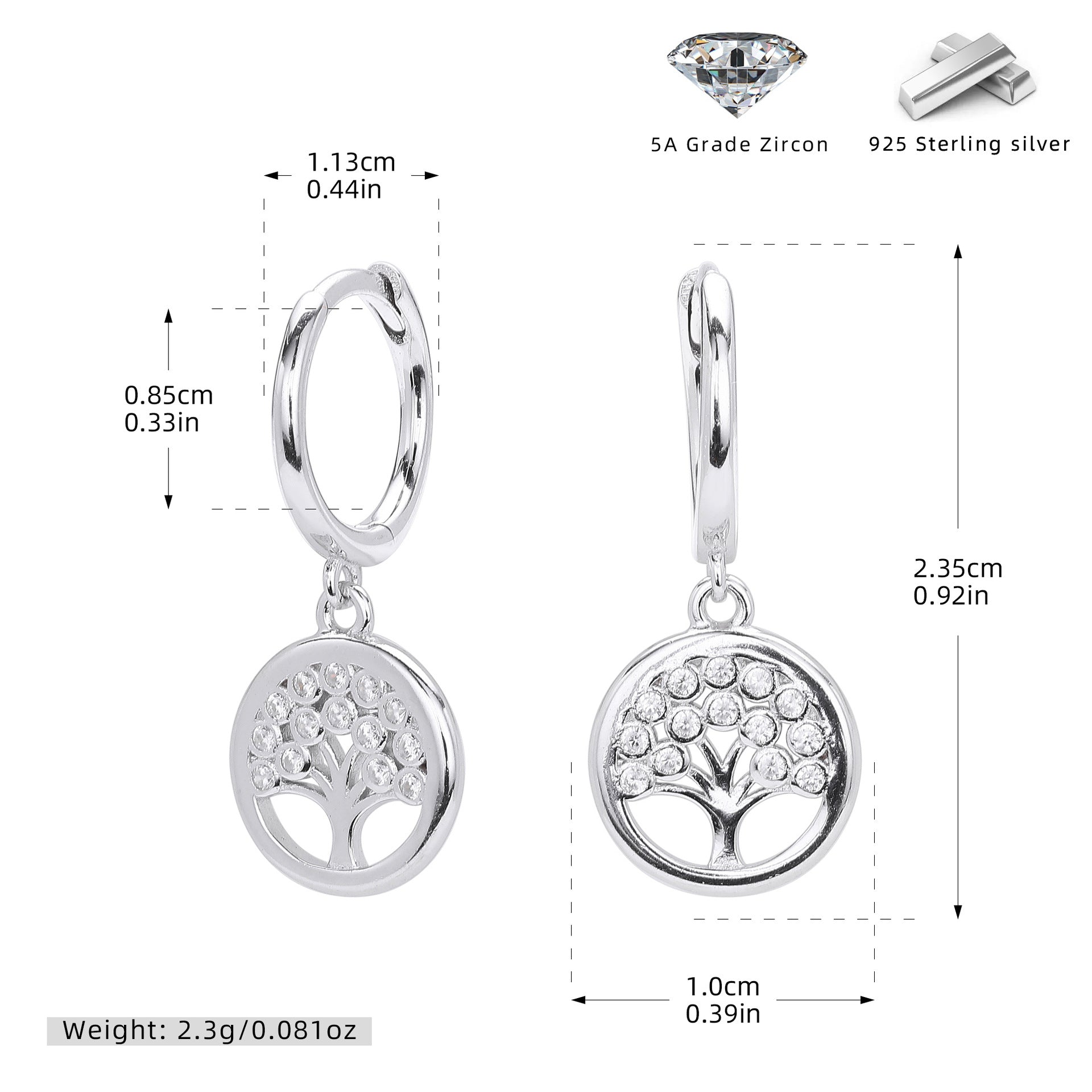 Damen Ohrhänger im stilvollen Baumdesign aus 925 Sterling Silber Shop Nory