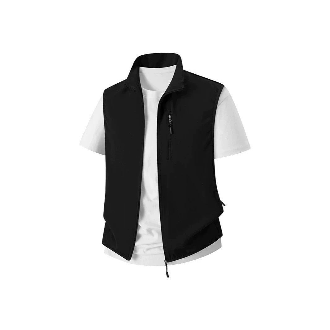 Herren Leichte Softshell-Utility-Weste mit Stehkragen, wasserabweisender Außenlage und Reißverschlusstaschen Shop Nory