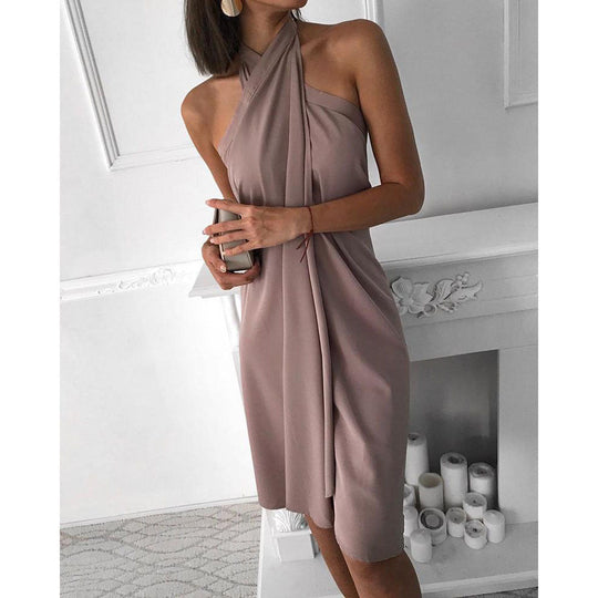 Damen Halterkleid mit elegantem Drapierungseffekt