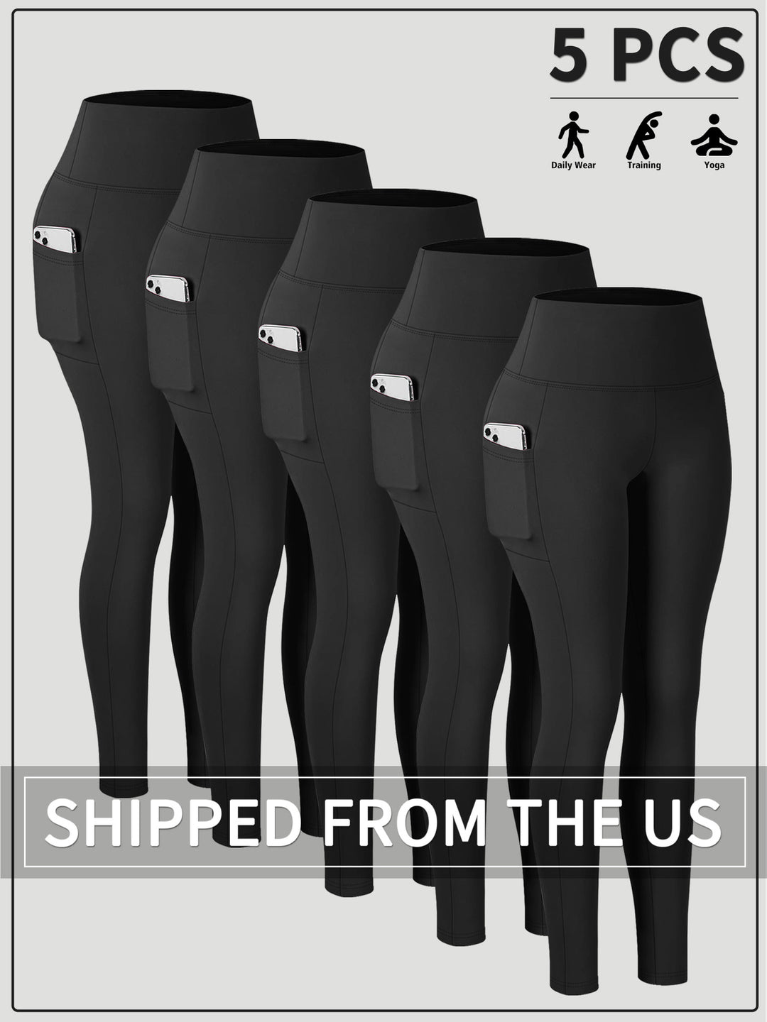 Damen Knöchelhohe Sportleggings mit hohem Bund und seitlicher Smartphone-Tasche Shopy Nory
