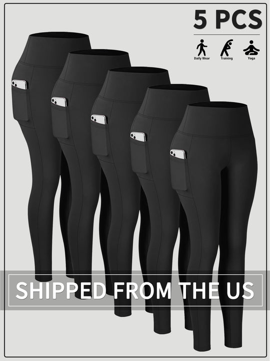 Damen Knöchelhohe Sportleggings mit hohem Bund und seitlicher Smartphone-Tasche Shopy Nory