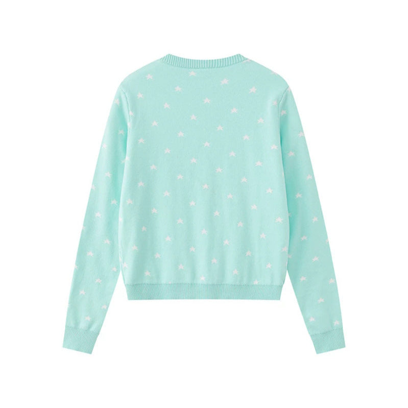 Damen Feinstrick-Cardigan mit Sternjacquard, Rundhals und Knopfverschluss Shop Nory
