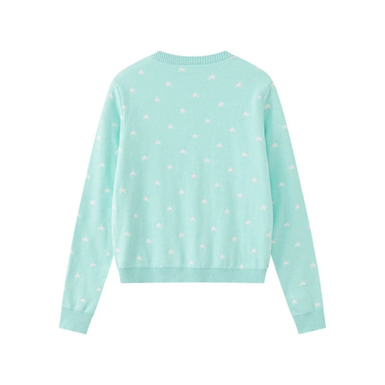 Damen Feinstrick-Cardigan mit Sternjacquard, Rundhals und Knopfverschluss Shop Nory