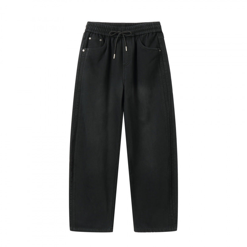 Unisex Weite Denim-Hose mit elastischem Bund, Tunnelzug und fünf Taschen Shop Nory