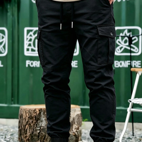 Herren Kordelzug-Cargohose im Joggerstil mit elastischen Bündchen & Mehrfachtaschen Shop Nory