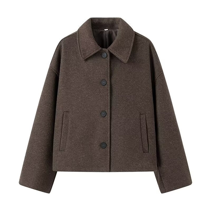 Damen Kurzjacke im Boxy‑Schnitt aus Wollmix mit Hemdkragen und Eingrifftaschen Shop Nory