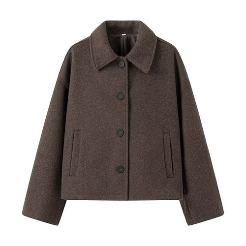 Damen Kurzjacke im Boxy‑Schnitt aus Wollmix mit Hemdkragen und Eingrifftaschen Shop Nory