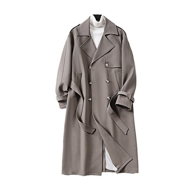 Damen Eleganter Maxi-Trenchcoat aus Wollmischung mit weitem Schalkragen und Bindegürtel Shop Nory